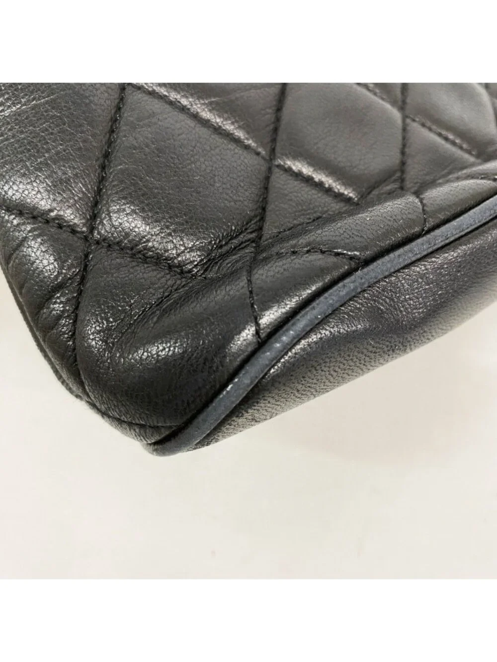 Chanel Shoulder Bag Quilted Lambskin Black Gold